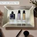 Stainless Steel Rectangular Serving Tray,Multipurpose Hammered Silver Large Decorative Platters,Organizer Tray for Kitchen Or Bathroom