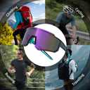 Cycling Glasses, UV400 Protection Sports Sunglasses Eyewear Baseball Running Fishing for Men Women Youth (Peacock Green)