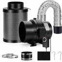Air Filtration Kit, 6" 260 CFM Inline Duct Fan with Speed Controller, 11.8" High Carbon Filter, 8 Ft Ducting & Rubber Coupler, Air Cooling and Filtration Kit for Grow Tent, Hydroponics