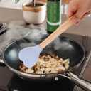 Hemoton 12Pcs Heart Shaped Silicone Spatula Set with Wooden Handles Non-Stick Cooking and Baking Utensils for Mixing Stirring and Serving in Kitchen