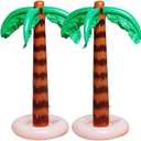 Inflatable Palm Tree Decoration, 2 Pack Jumbo Coconut Trees Beach Backdrop Favor Tropical Blow Up Hawaiian Summer Party Decor for Hawaiian Luau Party Decoration