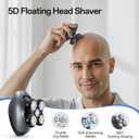 Electric Razor for Men, Head & Body Hair Shaver for Men, Cordless Rechargeable Wet/Dry Bald Head & Groin Waterproof Razor with Rotary Blades,Clippers, Beard Trimmer,Nose Trimmer, Brush (Gray)