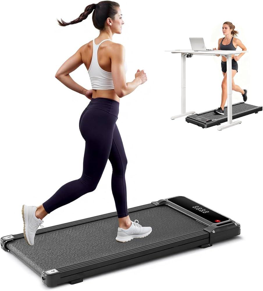 Aidoly Walking Pad Under Desk Treadmill, Portable Compact Electric Walking Treadmill, Quiet Fitness Machine with Remote Control & LED Display for Home Office, Black