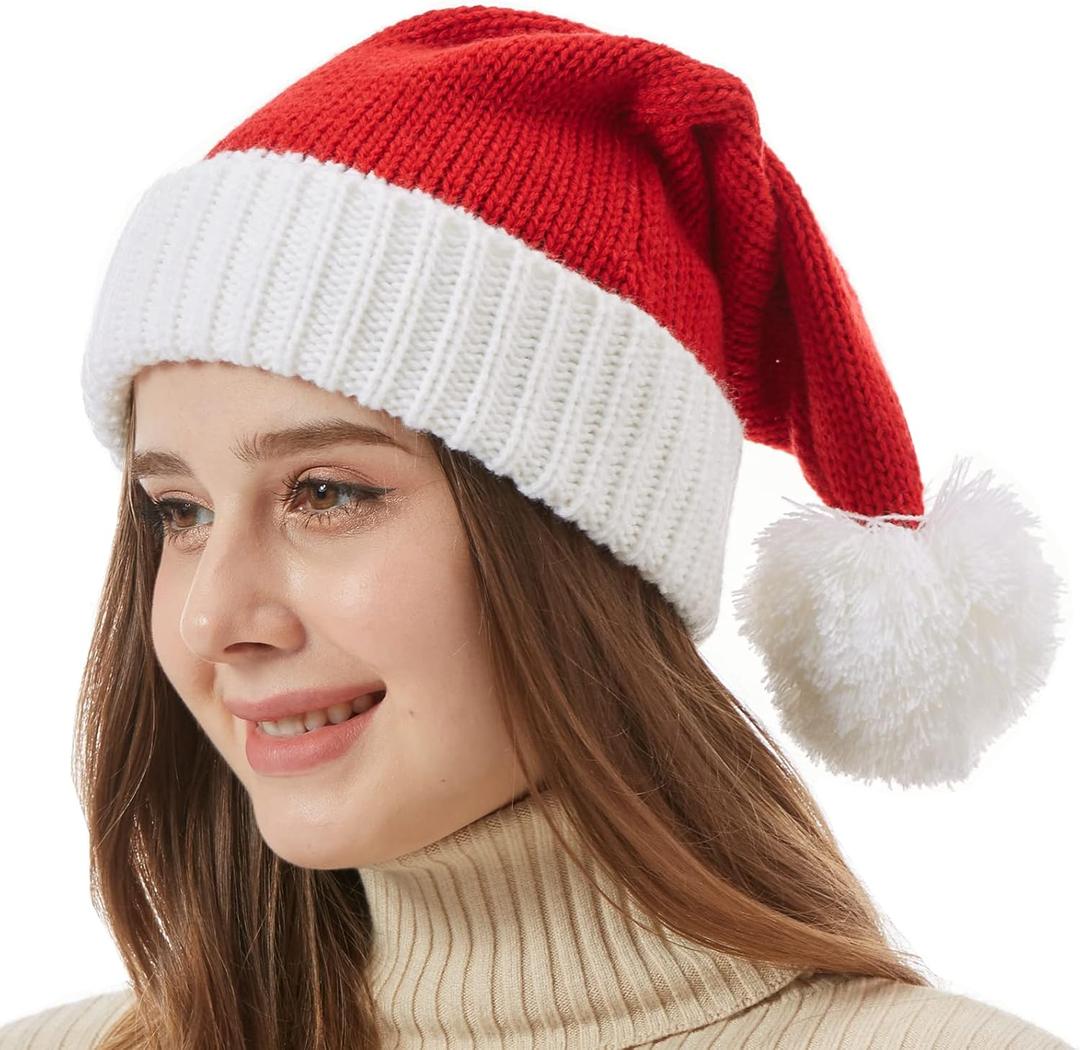 Moon Kitty Christmas Elf Hat Upgraded Christmas Hat Adults Elf Beanie Party Hat for Holiday,New Years and Christmas (Red)