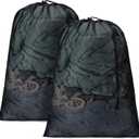 2 Pack Mesh XL Laundry Bags,Machine Washable Dirty Clothes Organizer with Drawstring and ID Tag, Large Laundry Hamper Liner Enough to Laundry Essentials for Travel, Sports(24"x 36",Black)