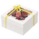 qiqee 12x12x6 Cake Box, 18 Sets White Cake Box with Window  18 Sets 12" White Cake Round Boards, 12inch Cake Containers, 10 Meters Gold Silk Ribbon