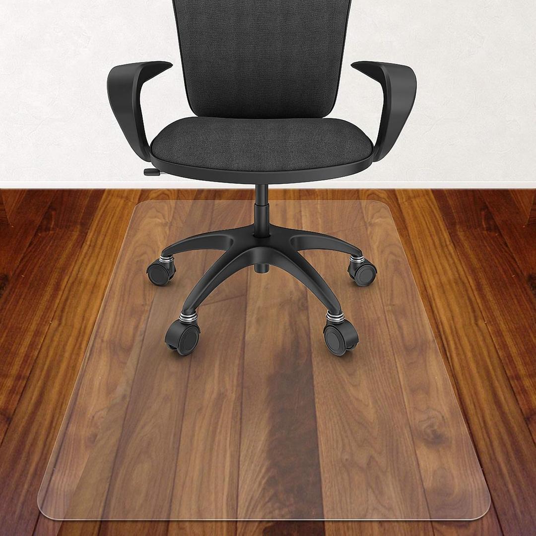 Azadx Office Chair Mat for Hardwood Floor - 30 x 48'', Clear Easy Glide on Hard Floors, Plastic Under Desk Mat (30 x 48'' Rectangle)