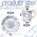 FoldTier 100 Pcs Tea Party Plates and Cups Blue Floral Party Supplies Paper Tea Cups and Saucers Disposable Tableware Sets for Chinoiserie Wedding Baby Shower Birthday Decor Serves 50 Guests