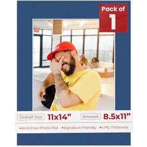 Poster Palooza 11x14 Mat Bevel Cut for 8.5x11 Photos  Acid Free Bottle Blue Precut Matboard  For Pictures, Photos, Framing  4ply Thickness