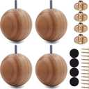 Wood Sofa Replacment Parts Natural Wood 2.7 Inch Funiture Legs Round Ball Shape Big Sofa Bun Feet Cabinet Legs Set of 4 (H: 3.1 inch)