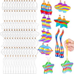 Tanlade 50 Pcs Plastic Sand Art Bottles with Cork Stoppers for Kids 8 Styles Sand Art Containers Wishing Bottles for DIY Crafts Projects Halloween Christmas Party Supplies