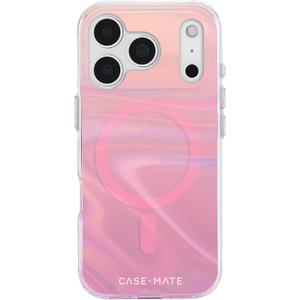 Case-Mate Soap Bubble iPhone 17 Pro Case [Compatible with MagSafe] - Stylish Phone Case for Women with 12ft Drop Protection - Premium Magnetic Cover for iPhone 17 Pro - Peach Iridescent