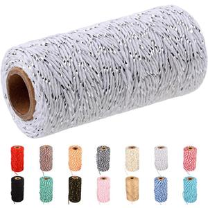 FLIPPED Twine String,328 Feet Bakers Twine White Silver Rope Craft Making Knitting Macrame Rope DIY Wedding Decor Supply Christmas Wrapping Butchers String Rope(Silver and White)
