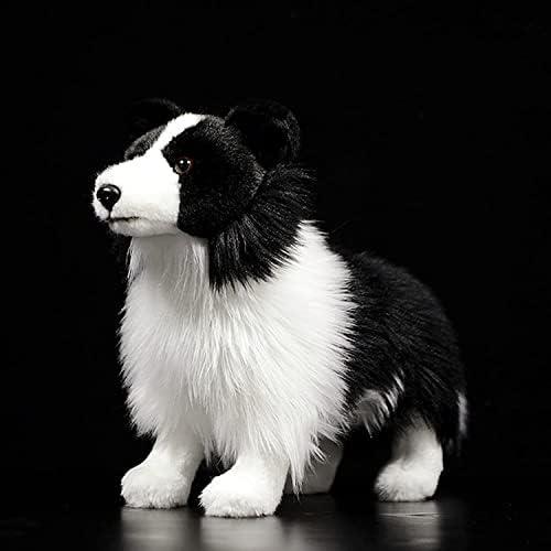 Simulation Border Collie Plush Toy - Realistic Standing Border Collie Puppy Dog Stuffed Animal Cute Dog Pet Toy, Gift Toys for Kids Birthday Christmas Halloween, Home Decor