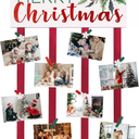 Christmas Card Holder Display with 24 Clips, Wooden Hanging Merry Christmas Sign, Holiday Card Display for Wall or Door Christmas Décor