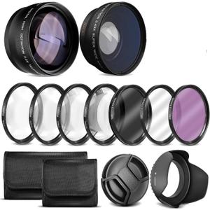 for Canon Vixia HF G70 UHD 4K Camcorder Deluxe Lens Kit Lens,Includes: 7pc Filter Set + Wide Angle and Telephoto Lens and Filters Kits (Size 58MM)