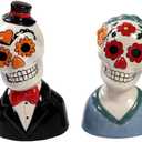 Pacific Giftware Day of The Dead Couple Man and Woman Ceramic Salt and Pepper Shakers