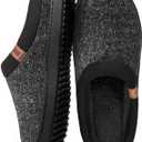 MERRIMAC Men's Slip on Slippers Comfy Memory Foam Non Slip Indoor House Shoes (10-11, Black)