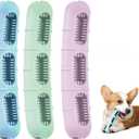 Bite and Brush Dog Chew Toys【New & Improved】3-Pack Dental Chew Toy with Bristles for Teeth Cleaning, Tough Interactive Dog Toys to Keep Them Busy, Small Dog Toys for Puppy Teething &Training (Pink+Blue+Green)