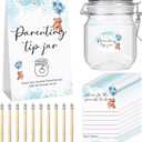Roowest Baby Shower to Baby Advice Cards for New Parents to Be - Tip Jar Sign for New Parents 60 Parenting Advice Cards 10 HB Pencils 2 Cute Stickers 1 Pet Bottle for Guests Games(Blue Bear)
