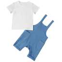 Hotfiary Baby Boy Summer Outfit Gauze Romper & T-Shirt Light Blue 12-18 Months (White)