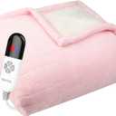 Electric Heated Blanket Sherpa Full Size 72"x84" Pink Machine Washable 6 Heat Settings 10 Hours Auto Off Overheat Protection for Home Office Use