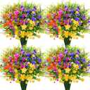 20 Bundles Aritificial Flowers for Outdoors Decoration UV Resistant Fake Plastic Plants Faux Flowers Shrubs for Spring Summer Garden Porch Window Box Home Decor, Mixedcolor