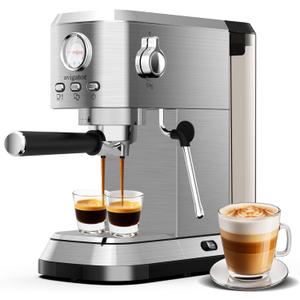 Coffee Espresso Machine 20 Bar, Cappuccino Coffee Makers with Milk Frother and Removable Water Tank, Stainless Steel Expresso Machines for Home