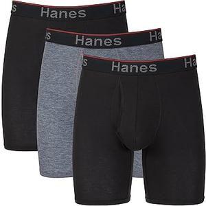 Hanes Total Support Pouch Men's Boxer Brief Underwear, Anti-Chafing, Moisture-Wicking Odor Control, 3-Pack (Reg or Long Leg)  Hanes Total Support Pouch Men's Boxer Brief Underwear, Anti-Chafing, Moisture-Wicking Odor Control, 3-Pack (Reg or Long Leg)