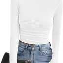 PRETTYGARDEN Womens Tops 2026 Spring Long Sleeve Fitted T Shirts Waffle Ruched Crop Shirt Basic Knit Workout Y2k Clothes, Small 
