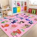 Kids Rugs for Playroom Educational Rug for Learn The ABC Alphabet, Soft Machine Washable Non-Slip Cute Carpet for Classroom Toddler Nursery Kids Room Decor Mat