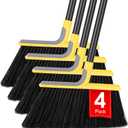 4 Packs Outdoor Broom for Floor Cleaning with 58" Long Handle, Heavy-Duty Commercial Brooms for Sweeping Indoor Outdoor Courtyard, Restaurant Garage, Patio Decks Mall, Market Kitchen Office, Lobby Shop