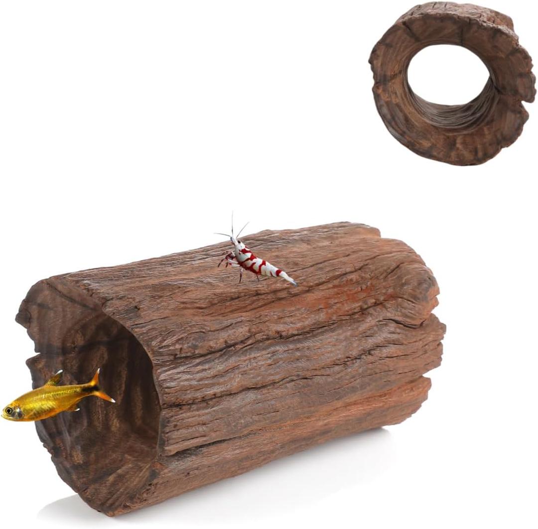 Betta Wood Tunnel Tube, Betta Fish Toys Hideout for Aquarium Fish Tank Decorations-Reptile Hide-Snake Hide-Cave for Turtle Habitat Shelter for Crayfish Shrimp and Other Aquatic Pets 4.3-5.5" (Single Hole)