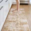 DEXI Kitchen Mats Cushioned Anti Fatigue, 23x86 Floor Padded Runner Rug Non Slip, Waterproof Standing Comfort Memory Foam for Front Sink Laundry, Light Brown