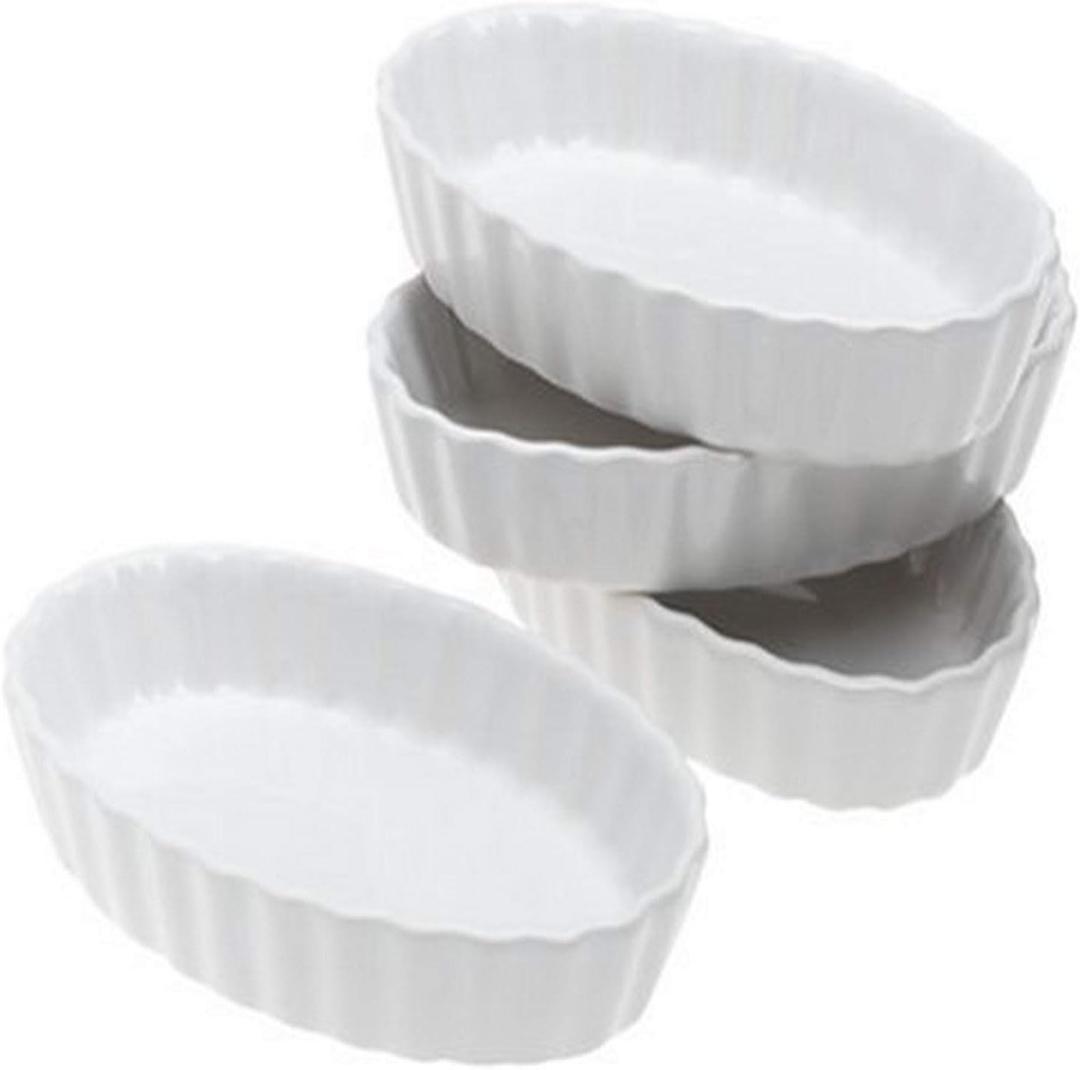 BonJour Chefs Tools Porcelain Crme Brle Ramekin Set, 4-Piece, White