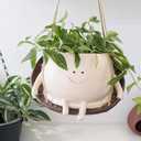 Smiley Face Hanging Planter Pots Cute Plant Pot for Plants, Funny Swinging Planters Succulents Live Planters Gift Idea for Mother Lover Christmas (Large)