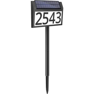 MAXvolador Solar Address Sign Lighted House Numbers Waterproof, Solar Powered LED Illuminated Address Plaques with Stakes, 3-Color in 1 Address Number