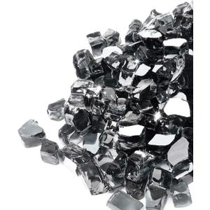 GASPRO 35 lbs Fire Glass for Propane Fire Pit, 1/2-Inch Reflective Fireplace Glass Rocks for Fire Pit Table, Black
