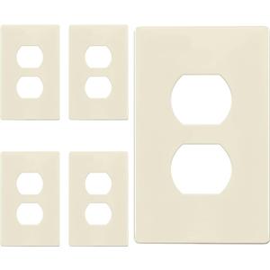 ENERLITES Screwless Duplex Wall Plate, Child Safe Receptacle Outlet Cover, Standard Size, 1-Gang 4.68" x 2.93", Unbreakable Polycarbonate Thermoplastic, UL Listed, SI8821-LA-5PCS, Light Almond, 5 Pack
