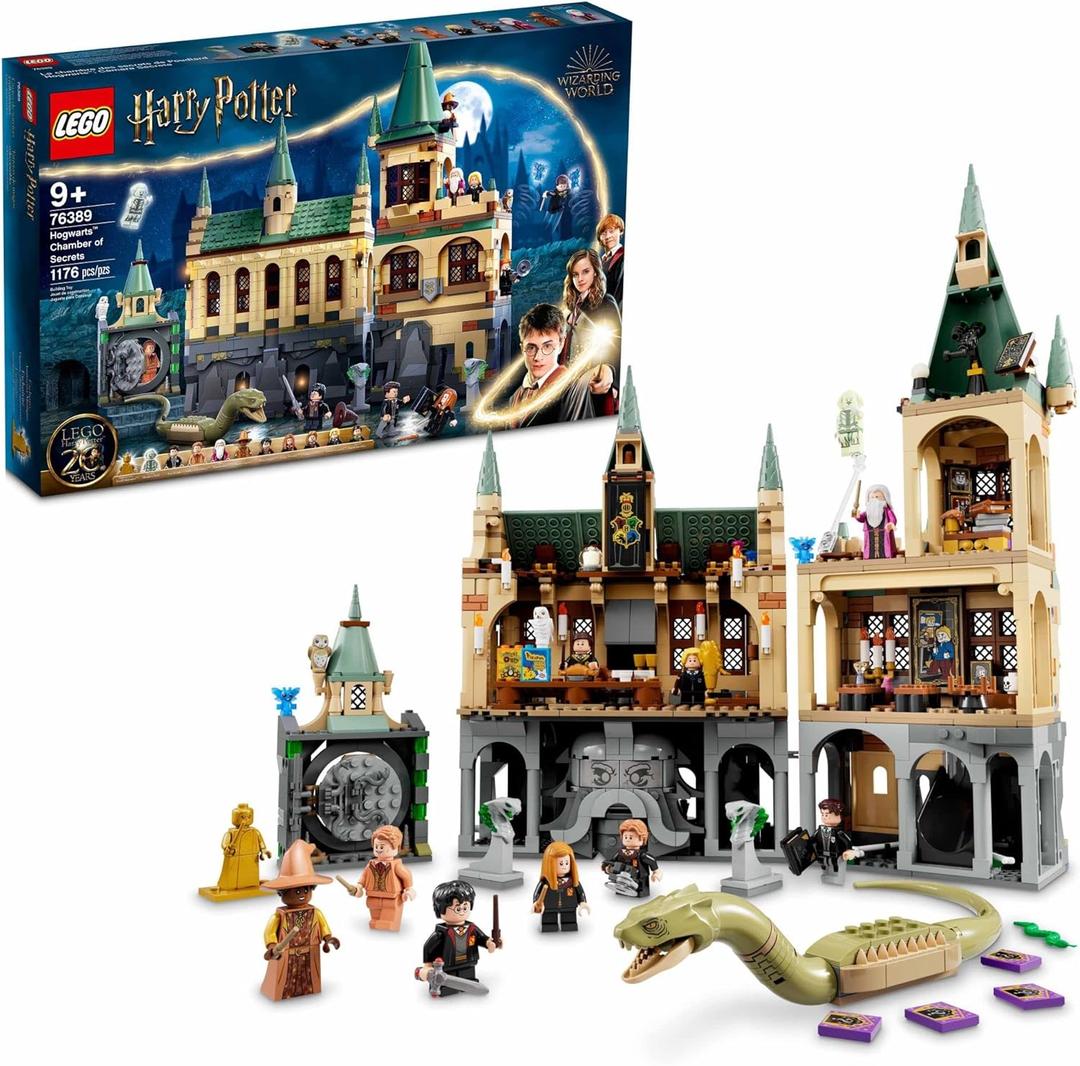 LEGO Harry Potter Hogwarts Chamber of Secrets 76389 Castle Toy with The Great Hall, 20th Anniversary Model Set with Collectible Golden Voldemort Minifigure and Glow-in-The-Dark Nearly Headless Nick