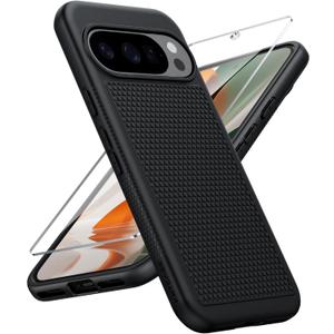 FNTCASE for Google Pixel 10-Pro-XL Case: Pixel 9 Pro XL Shockproof Protective Lightweight Duty Cell Phone Cover Rugged with Non Slip Textured Back - Military Protection Bumper Tough, Black