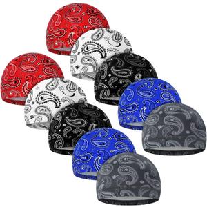 Tarpop 10 Pcs Men Skull Caps Cooling Welding Hard Helmet Liner Cycling Skull Caps Wicking Beanie Do Rag Head Wrap for Men