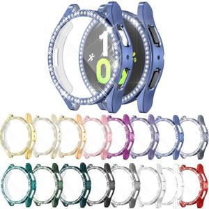 [16 Pack] Screen Protector Compatible with Samsung Galaxy Watch 5/4 44mm, Bling Glitter Case TPU Soft Cover Full Protection with Crystal Rhinestone (16 Colors)