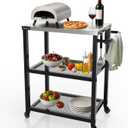 NUUK 3-Shelf Outdoor Dining Table 16" x 24" Rolling Outside Food Prep Movable Kitchen Worktable with Stainless Steel Top and Wheels for Grill Cart