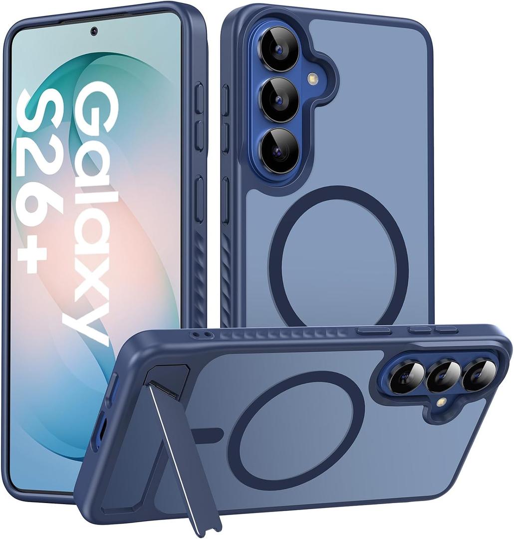 for Samsung Galaxy S26 Plus Case, [Compatible with MagSafe] [3 Stand Ways], Military Grade Drop Protection Invisible Stand Slim Case for Galaxy S26 Plus 5G, Blue