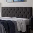 Lucid Mid-Rise Upholstered Headboard - Diamond Tufted - Padded Polyester - Adjustable Height from 34” to 46” - Easy Assembly - Bed Frame or Wall Mount - Sturdy - Charcoal - Queen Size