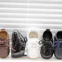 Meckior Infant Baby Boys Girls Classic PU Leather Wedding Loafers Brogue Toddler Oxford Dress Shoes First Steps Walking Flat Lazy Crib Shoe, 3