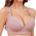 Plus Size Push Up Bras for Women Back Fat Smoothing Bra Comfort Lightly Underwire T-Shirt Bra (38D, Purple)