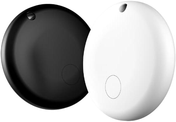 2025 Air Tracker Tags-2 Pack Item Locator for Android & iOS Bluetooth Tracker,Key Finders,Smart Tags Work with Apple Find My & Google's Find Hub (Black & White, for Android & iOS (2 Pack)