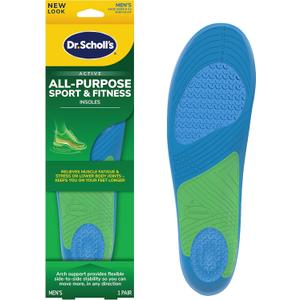 Dr. Scholl’s Sport Insoles Superior Shock Absorption and Arch Support to Reduce Muscle Fatigue and Stress on Lower Body Joints for Men Size 8-14